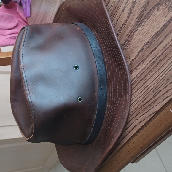 Henschel Hat Co Leather fedora hat, sz L, Indiana Jones Style - Picture 4 of 8